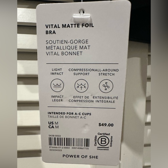 NWT Athleta Vital Matte Foil Bra - Picture 4 of 4